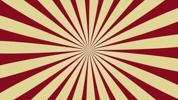 Dynamic red and yellow radial sunburst animation, vintage rays, motion background, abstract starburst, seamless loop, hypnotic effect, energetic glow, retro pop art, comic explosion, speed lines. video