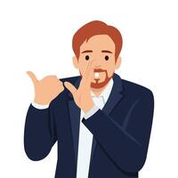 Man Gossiping Secretively while cupping his hand around his mouth as if whispering sharing a secret. vector