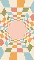 Seamless Retro Geometric Tunnel Animation with Vibrant Checkered Pattern. Vertical. Dynamic Motion Background for Creative Projects, Presentations, and Modern Design video