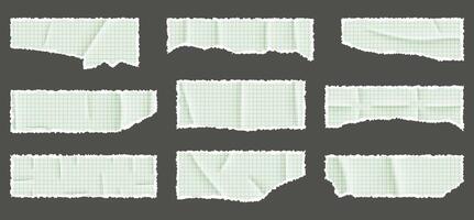 illustration of paper stickers with textured edges and adhesive tape elements. Realistic label design with detailed paper texture, perfect for creative projects and digital collages.k vector