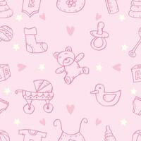 Seamless pattern with baby elements. vector