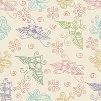 Seamless pattern with flowers and butterflies. vector
