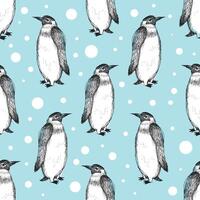 Seamless pattern with cute penguins. vector