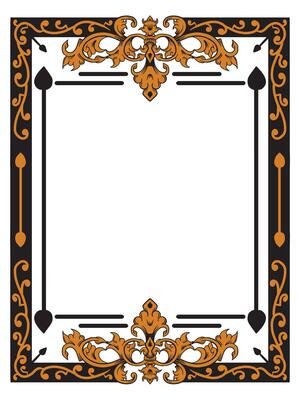 Ornamental Decorative Frame with Sketch-Style Borders
