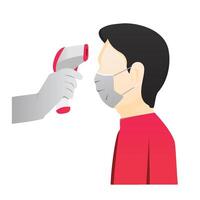 Body temperature check use gun scanner digital thermometer or contactless infrared thermometer vector