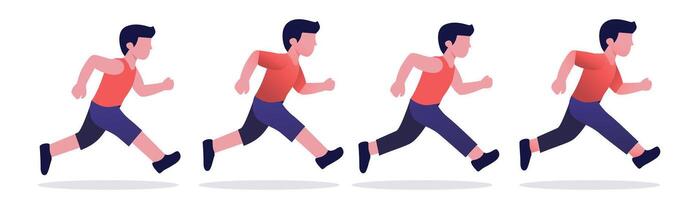 man running bundle flat design illustration vector
