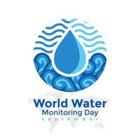 World Water Monitoring Day with illustration of drops and flow of water in a circle. illustration vector