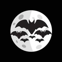 halloween bat silhouette design with moon in the background vector