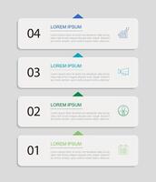 4 data infographics rectangle tab index template. Illustration business background. vector