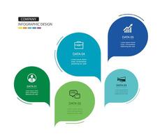 Infographics speech bubbles timeline with 5 number data template. vector