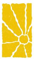Sun groovy vertical prints set isolated on transparent background. Hand drawn abstract floral patterns with vintage grainy stippling texture . Modern retro Matisse style illustration vector