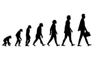 Silhouette of theory of evolution of human. monkey, caveman, salary man vector