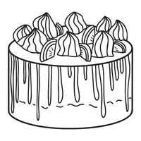 Cake outline with decorative frosting swirls vector