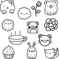 Cute Doodle Animal and Various Object Collection vector