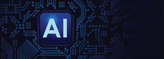 AI Chip technology circuit contact lines vector