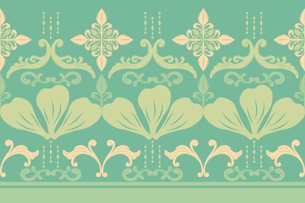 Elegance Petals Scroll Geometric Combine with Fleur de lis Design Pattern for Luxury Rich Expensive Vibe. Royal Silk Weaves Embroidery Buds Florals Garden Decoration Interior Fabrics Border Stripe Rim
