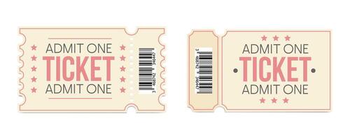 2 tickets with tear-off stub in retro style vector