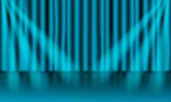horizontal template with empty room with blue curtains and light from above vector