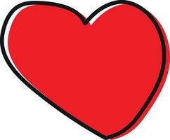 Hand drawn heart icon isolated on white background . Red heart icon . illustration vector