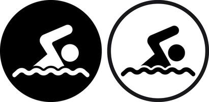Swimmer icon set in two styles . Swimming symbol icon . illustration vector