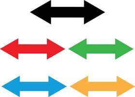 Colorful short double arrow icon set in different colors . Arrow icon set . illustration vector