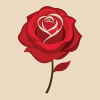 a red rose with a heart on it vector