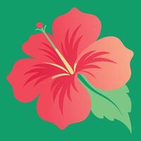 a red flower on a green background vector