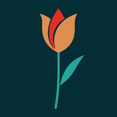 a flower with a red stem and orange petals