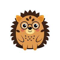 Adorable Cartoon Hedgehog with Glasses vector