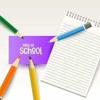 Back to school background with colorful pencils and white background vector