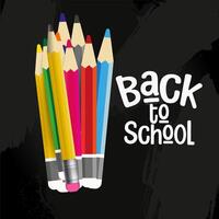 Back to school background with colorful pencils on dark background vector