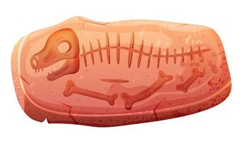 Archaeology fossil stone with trace of dinosaur skeleton vector