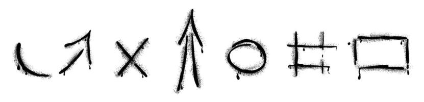Set of spray paint elements with arrow and frame vector