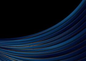 Blue wavy abstract background with golden lines vector