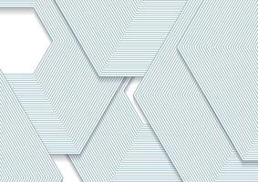 Blue and white linear hexagons abstract geometry design vector