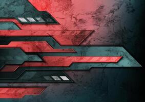 Blue red grunge tech geometric abstract background vector