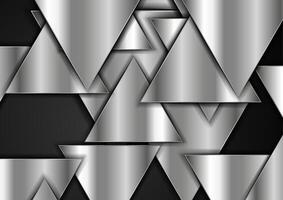 Silver metallic triangles abstract technology background vector