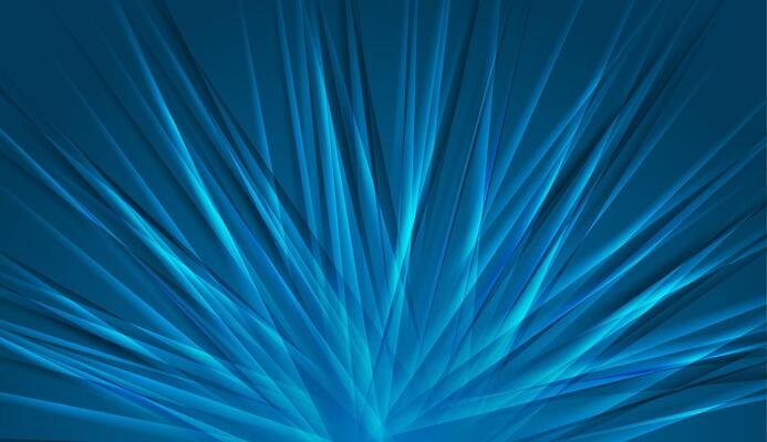 Vibrant blue abstract shiny rays modern tech background