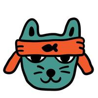 colored cat with blanket portrait with bandage in doodle style vector