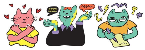 small set of colored business cats characters vector