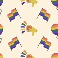 LGBTQ seamless pattern. Pride parade with rainbow flag. Pride Month multi colored fun backdrop vector