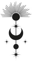 Line art sun and moon concept of esoteric elements. Ramadan linear icon symbol. Tarot witchcraft vector