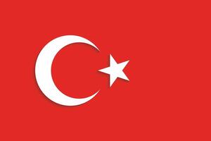 Turkish Flag with 3D effect. Flag of Turkiye image. vector