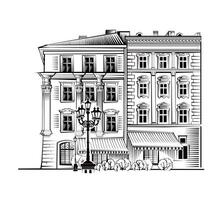 Lvov. Linear cityscape vector