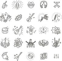 Rock and Roll line icon set. Outline icons vector