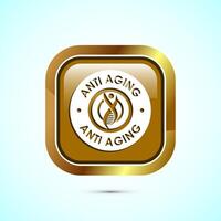 Anti aging icon design illustration. Icon for logo, mobile app, website, sign, symbol. Gold color square button design vector