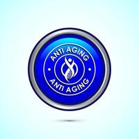 Anti aging icon design illustration. Icon for logo, mobile app, website, sign, symbol. Blue color round button design vector