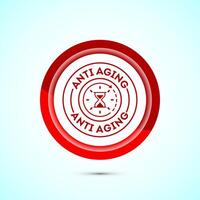 Anti aging icon design illustration. Icon for logo, mobile app, website, sign, symbol. Red color button design vector