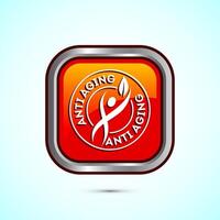 Anti aging icon design illustration. Icon for logo, mobile app, website, sign, symbol. Orange color square button design vector