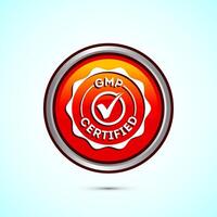 GMP certified icon design illustration. Good manufacturing practice label badge, Orange color round button design vector